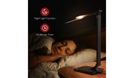 TaoTronics stalinis šviestuvas TT-DL16 LED su USB, pilkas