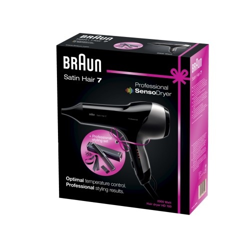Plaukų džiovintuvas Braun Satin Hair 7 SensoDryer HD780, juodas