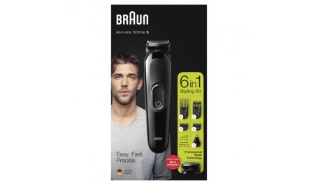 Plaukų kirpimo mašinėlė Braun MGK3220, 6-in-1, juoda