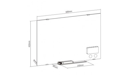 Magnetinė stikline balta lenta Up Up 600x450mm