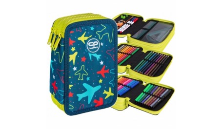 Forminis trijų skyrių penalas su priedais CoolPack Jumper 3 Sky Flights