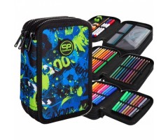 Forminis trijų skyrių penalas su priedais CoolPack Jumper 3 Football Green