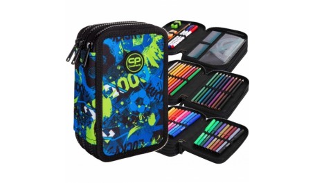 Forminis trijų skyrių penalas su priedais CoolPack Jumper 3 Football Green