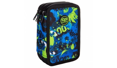 Forminis trijų skyrių penalas su priedais CoolPack Jumper 3 Football Green