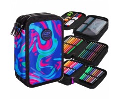 Forminis trijų skyrių penalas su priedais CoolPack Jumper 3 Marble