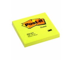 Lipnūs lapeliai 3M, Post-it, Neon, 76x76mm, geltoni (1x100)  0717-041
