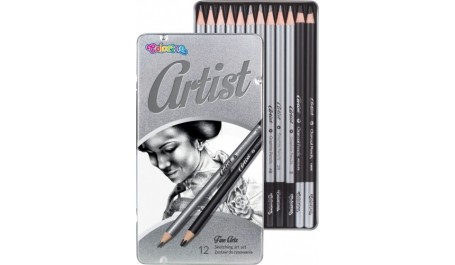 Eskizavimo pieštukų rinkinys Colorino Artis metalinėj dėžutėj 12 vnt