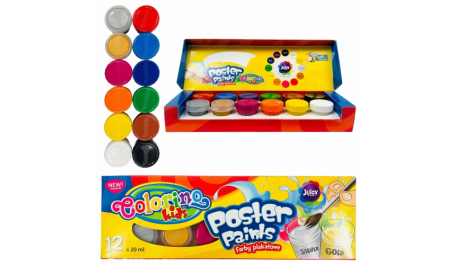 Guašas Colorino Kids 20 ml, 12 spalvų