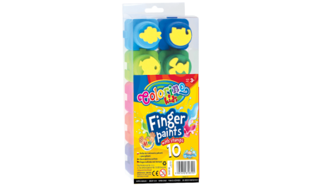 Dažai piešimui pirštais su antspaudais Colorino Kids 10 spalvų