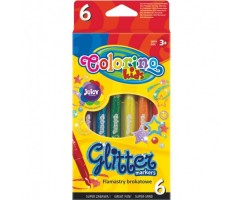 Flomasteriai su blizgučiais Colorino Kids Glitter, 6 spalvų