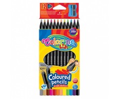 Spalvoti pieštukai  Colorino Kids trikampiai, juodu korpusu, 12 spalvų