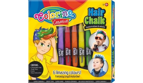 Kreidelės plaukams dažyti Colorino Creative berniukams 6 spalvų