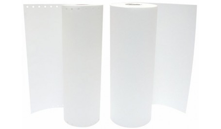 Ruloninis popierius vienasluoksnis, su kraštine perforacija 15mm+210mm+15mm, ilgis 80m,įvorė 25mm