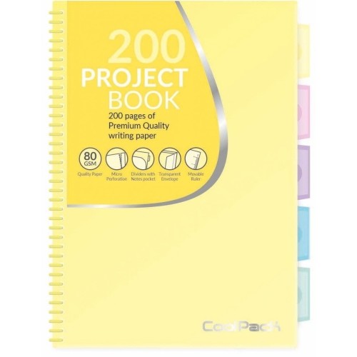 Sąsiuvinis su spirale CoolPack, B5, 200 puslapių, langeliais, Pastelinis gelsvas